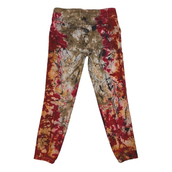Custom Tie Dye & Marble Painted Moto Skinny Stretch Pants - Picture 2 of 3